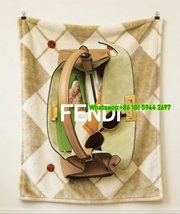 Fendi Luxury Bag Print Flannel Throw Blanket for Sofa & Wall Hanging Decor IMG_9554